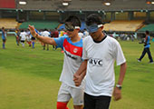 Sunil Chettri with the Blind Team